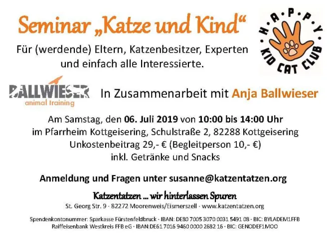 Seminar Katze & Kind mit Anja Ballwieser Bild: Seminar Katze & Kind mit Anja Ballwieser
