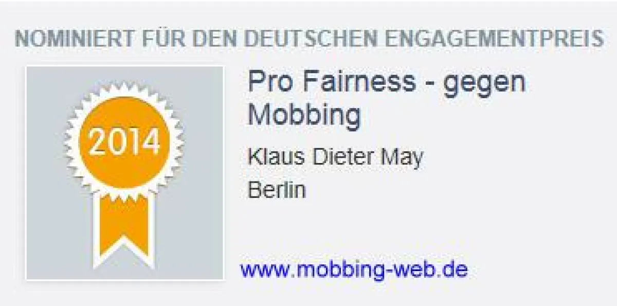 Pro Fairness gegen Mobbing - Bürgerinitiative seit 1999 - Gesicht zeigen für unverzichtbare Werte!