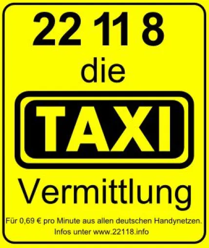 Deutschlandweite Taxi Rufnummer 22 118 Bild: Deutschlandweite Taxi Rufnummer 22 118