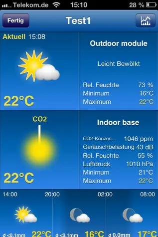 Die eigene Wetterstation integriert in WeatherPro for iPhone Bild: Die eigene Wetterstation integriert in WeatherPro for iPhone
