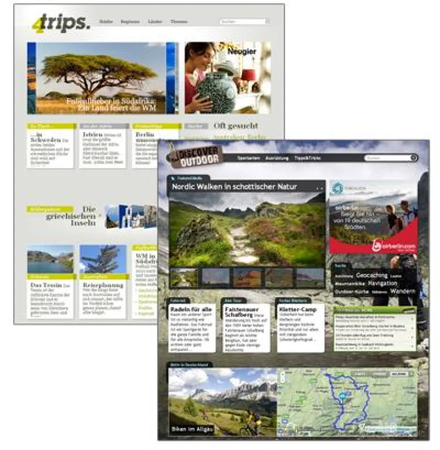 Screenshots von 4trips.de und Discover-Outdoor.com