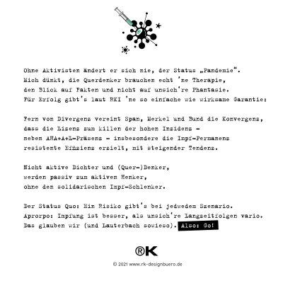 Bild: Ein Beitrag zur Impfmüdigkeit in Deutschland #zusammengegencorona #ärmelhoch