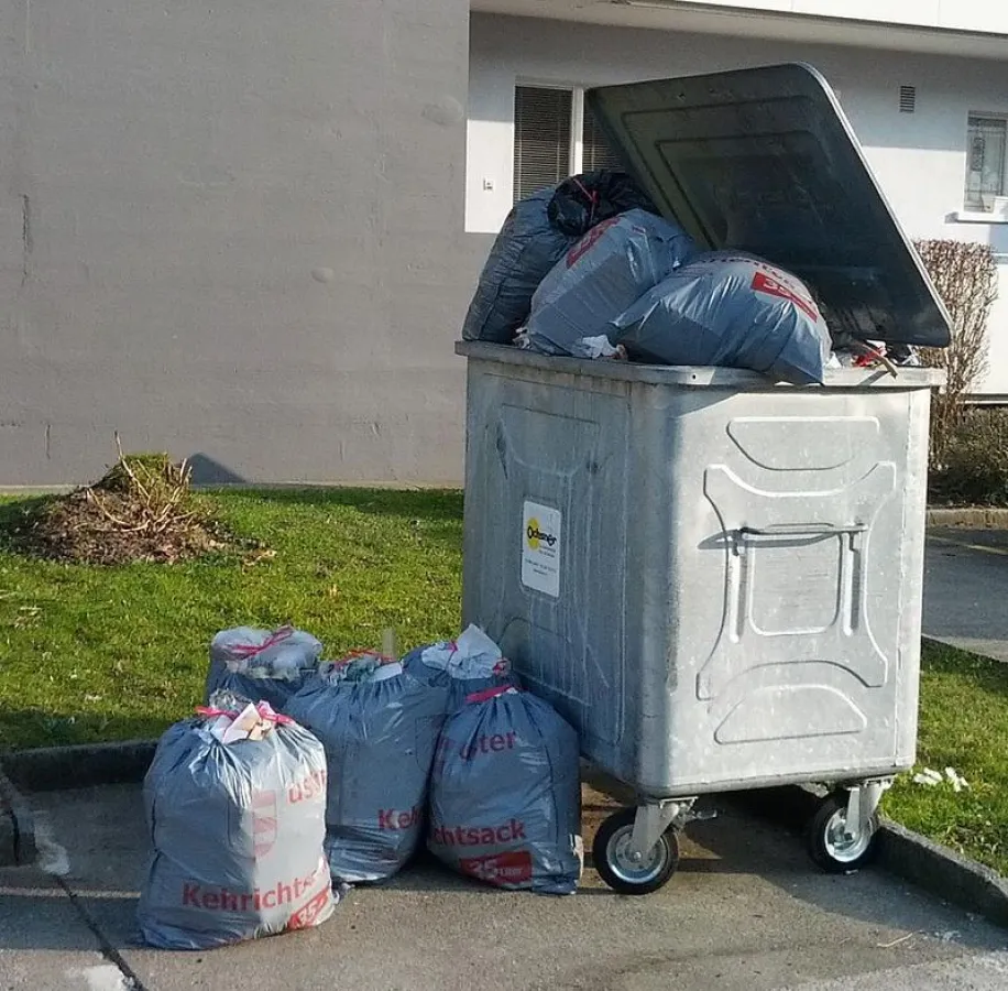 Im durchschnittlichen Schweizer Kehrichtsack ist immer noch rund ein Drittel vergärbare Biomasse enthalten. (Vanessa Burg (WSL))