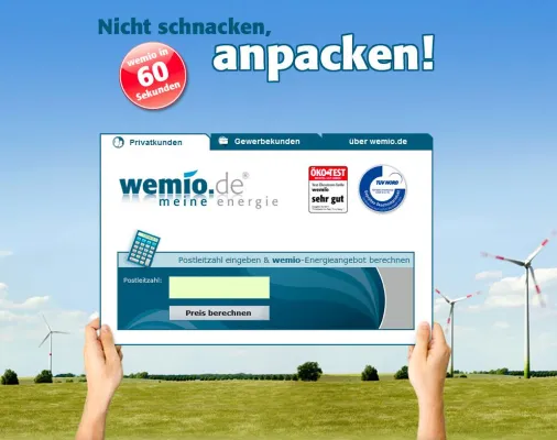 Bild: Affiliate-Partnerschaft mit Ökostrom-Anbieter wemio.de bietet interessante Vergütung
