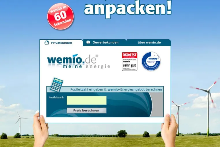 Bild: Affiliate-Partnerschaft mit Ökostrom-Anbieter wemio.de bietet interessante Vergütung