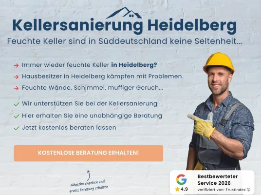Bild: Denkmalschutz schränkt Außenabdichtung ein: WTA-zertifizierter Fachbetrieb für Kellersanierung in Heidelberg