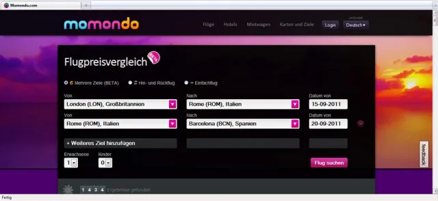 Bild: Suchen, finden, günstig reisen mit momondo