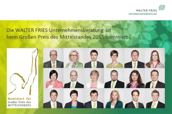Bild: Die WALTER FRIES Unternehmensberatung beim Großen Preis des Mittelstandes weiter