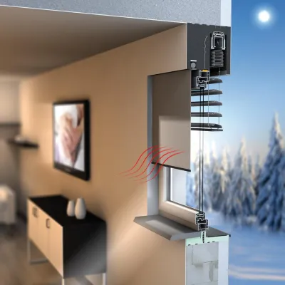 Blendschutzrollo als Passivheizung Bild: Blendschutzrollo als Passivheizung