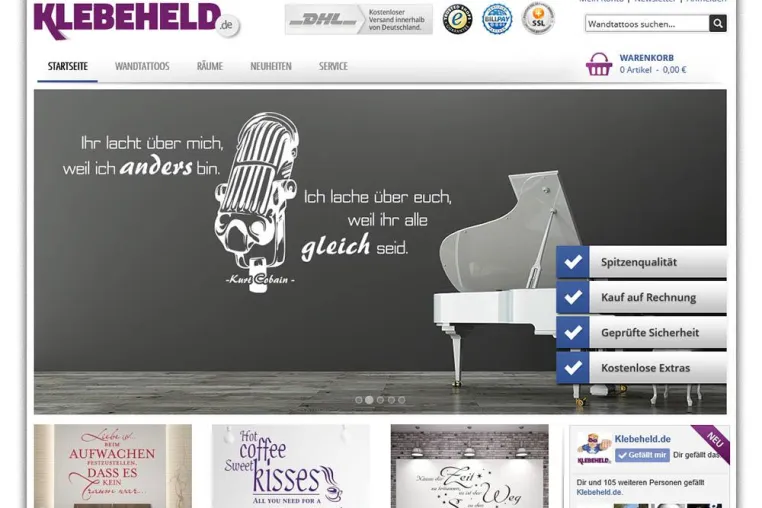 Bild: Klebeheld.de bringt mit seinen Wandtattoos Schwung an die Zimmerwand.