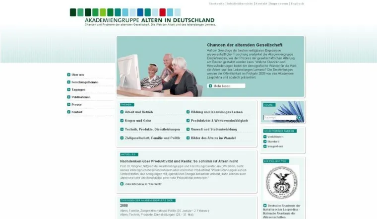 Bild: Aperto gestaltet Webpräsenz für die Akademiengruppe „Altern in Deutschland“