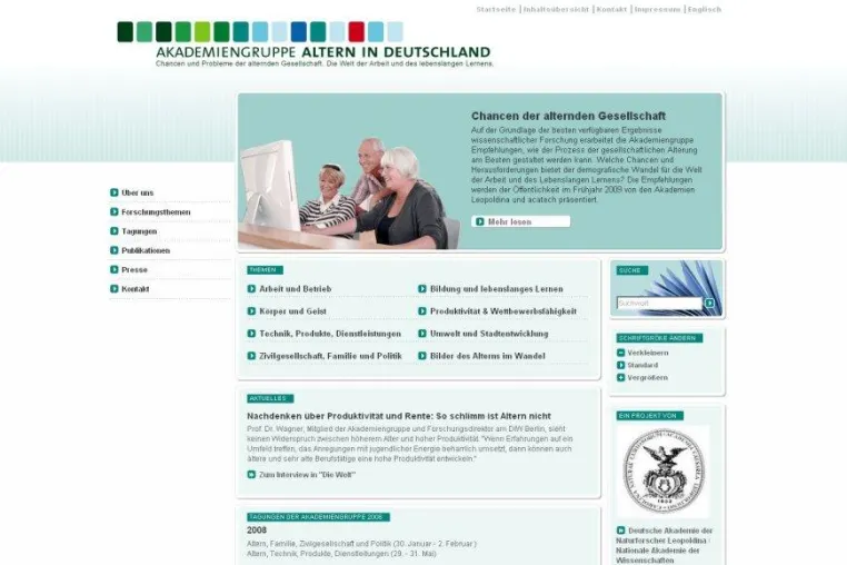 Bild: Aperto gestaltet Webpräsenz für die Akademiengruppe „Altern in Deutschland“