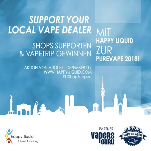 happy liquid setzt ein Zeichen zur Unterstützung lokaler eZigaretten-Händler Bild: happy liquid setzt ein Zeichen zur Unterstützung lokaler eZigaretten-Händler