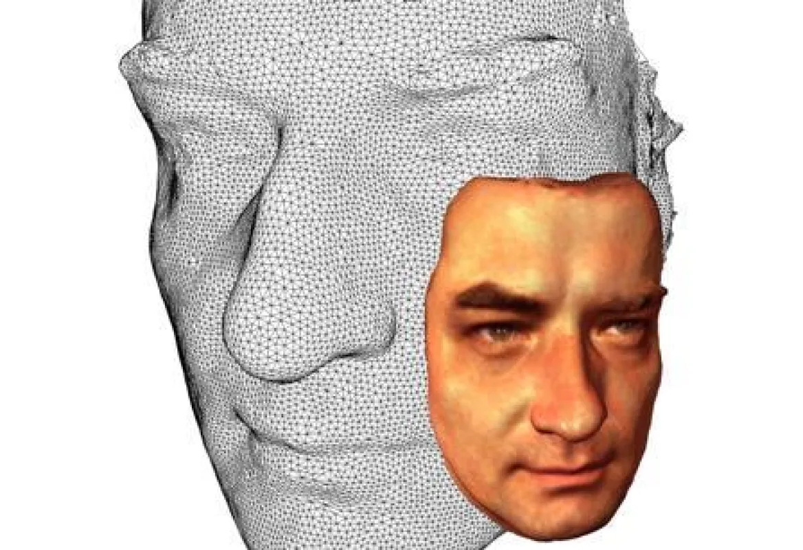 Visualisierung des 3-D-Gesichtserkennungssystems (Biometrie), das das Fraunhofer-IGD entwickelt.