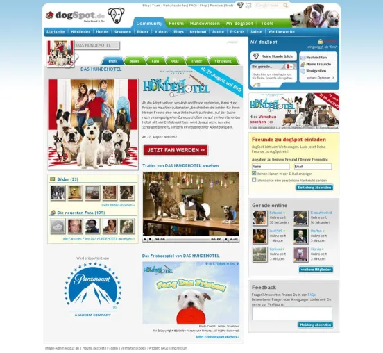 Paramount wirbt auf dogSpot.de Bild: Paramount wirbt auf dogSpot.de