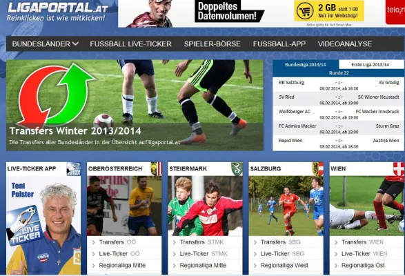 Bild: Der Fußball steckt im Winterschlaf? Nicht bei ligaportal.at