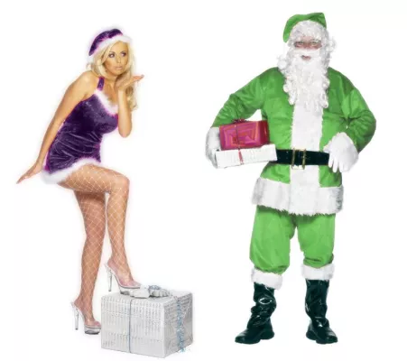 Bild: Der Weihnachtsmann im Farbenrausch - Rot-weiße Kostüme bekommen farbenfrohe Konkurrenz