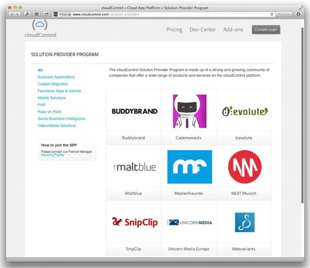 cloudControl Solution Marketplace