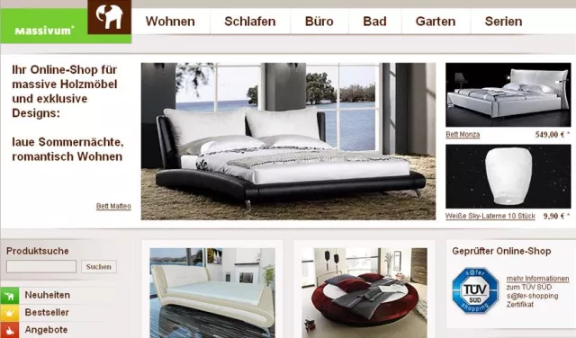 Bild: TÜV-Siegel für den Online-Shop massivum Echtholzmöbel