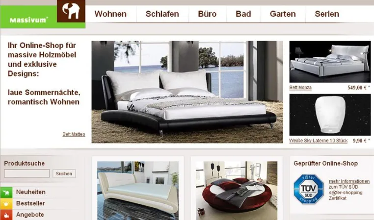 Bild: TÜV-Siegel für den Online-Shop massivum Echtholzmöbel