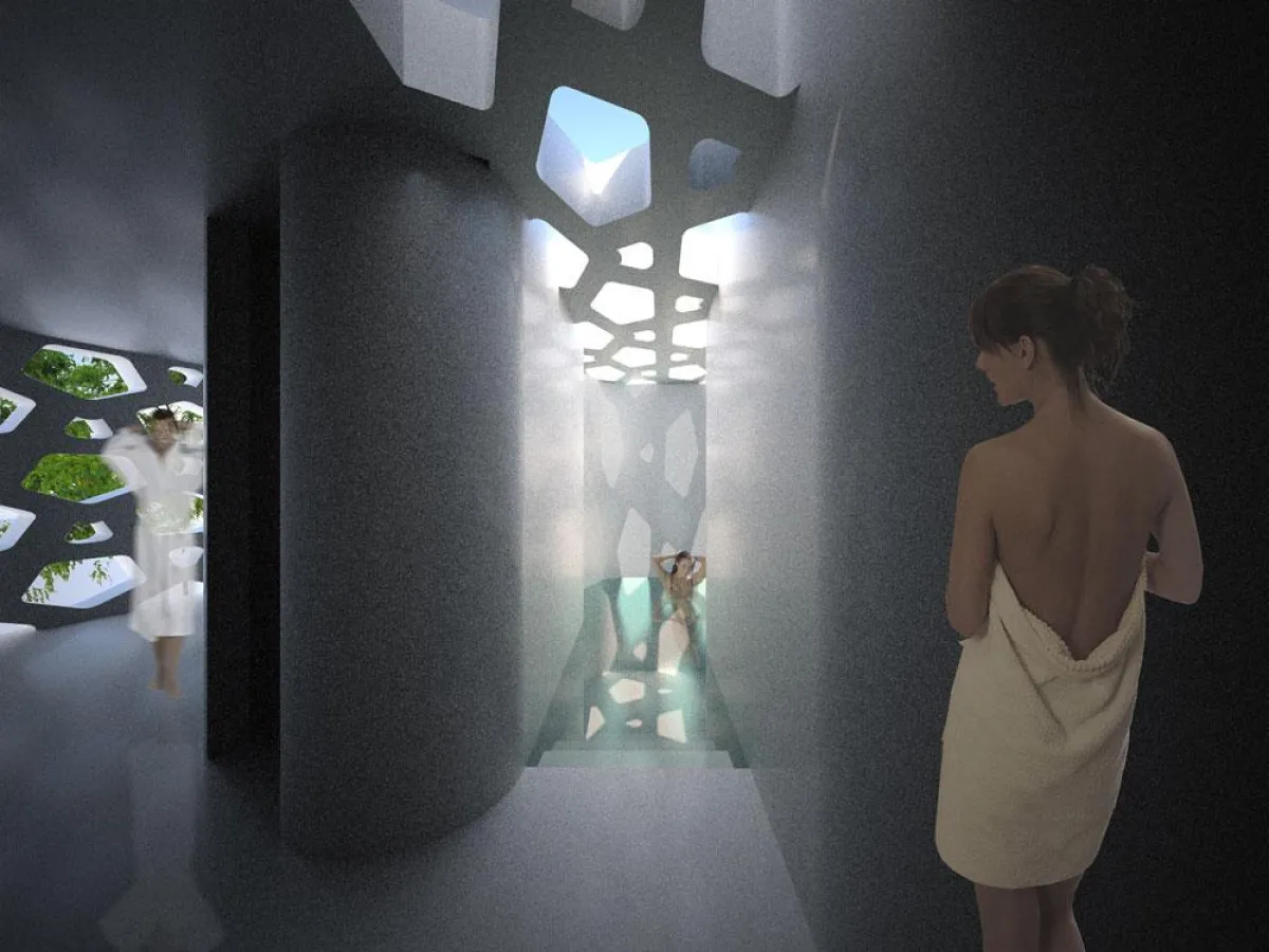 Pavillon, Blick zum Floatingpool