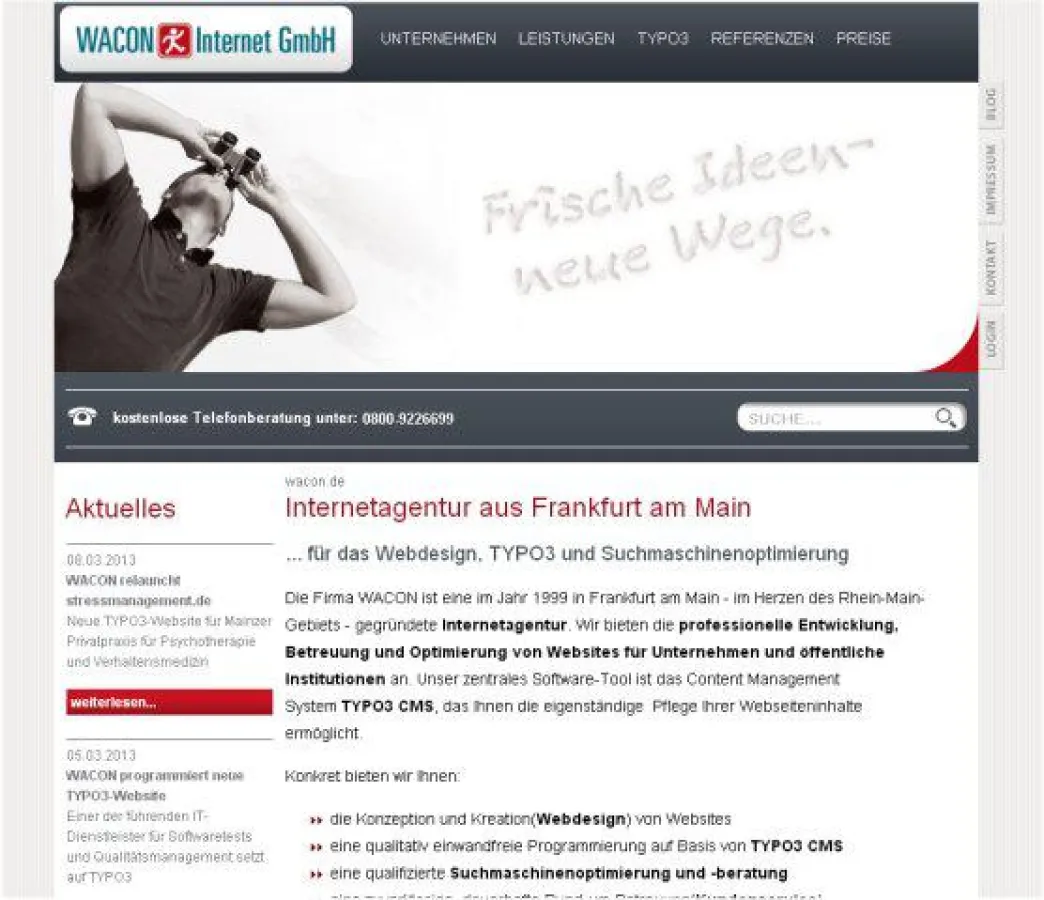 Neue TYPO3-Website von WACON