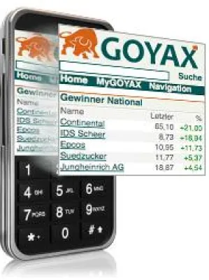 Bild: Das neu gestartete GOYAX Mobil bringt die Börse aufs Handy