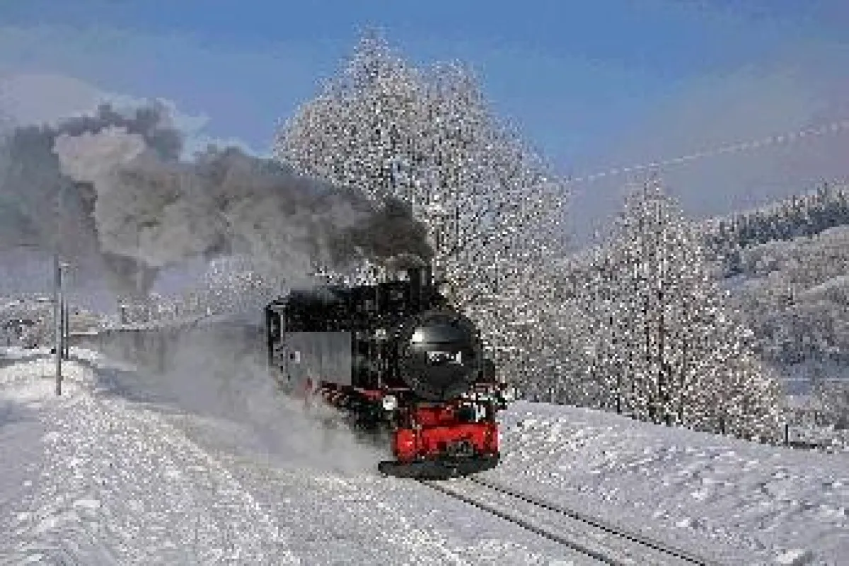 Bahnfahrt im Winter