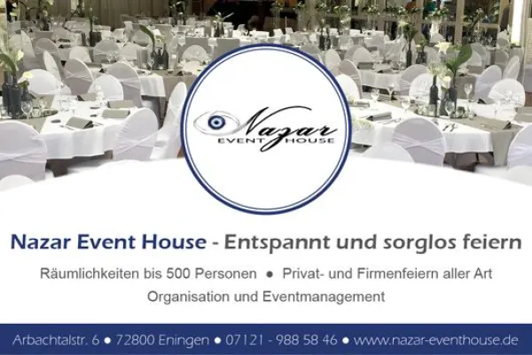 Nazar Event House in Eningen ist auf Feiern und Events spezialisiert Bild: Nazar Event House in Eningen ist auf Feiern und Events spezialisiert