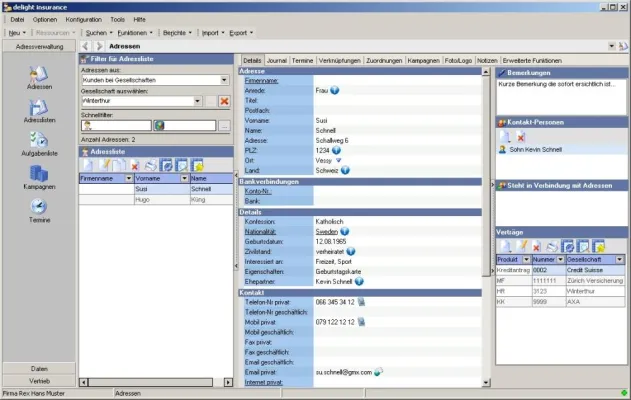 Bild: delight insurance 1.3: Das CRM-Paket für Finanz- und Versicherungsmakler