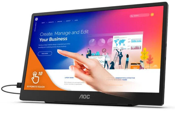 Bild: AOC präsentiert tragbares 15,6"-Display mit 10-Punkt-Touchfunktionalität: 16T2