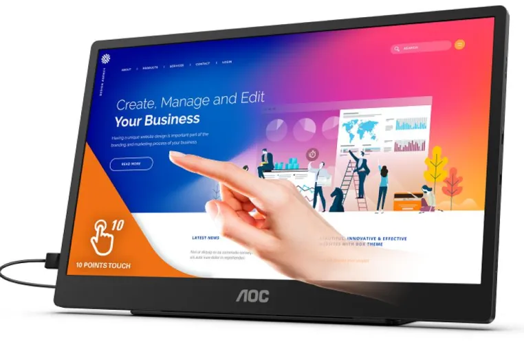 Bild: AOC präsentiert tragbares 15,6"-Display mit 10-Punkt-Touchfunktionalität: 16T2