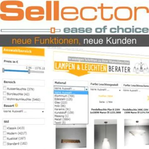 Die Produktfinder von sellector.com ab sofort schneller, komfortabler und flexibler Bild: Die Produktfinder von sellector.com ab sofort schneller, komfortabler und flexibler
