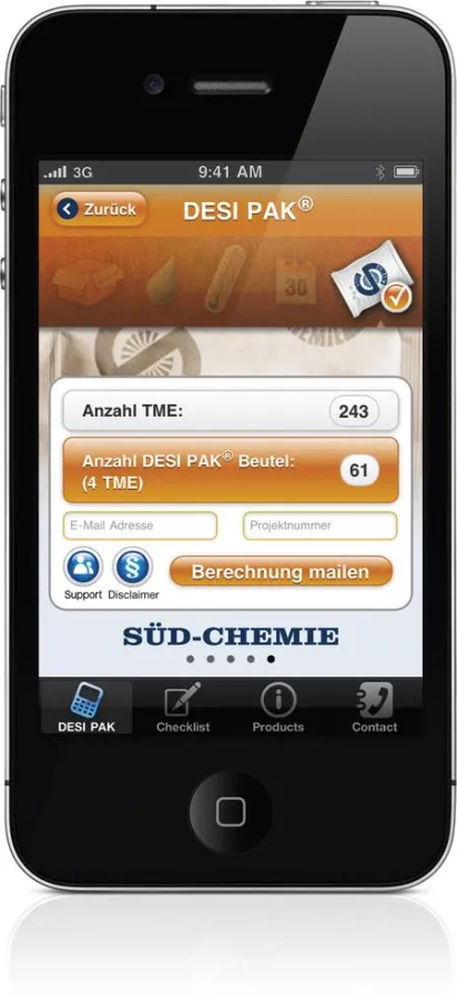 App mit hohem Nutzwert: Mit dem innovativen Miniprogramm lässt sich die richtige Menge an Trockenmittelbeuteln berechnen.