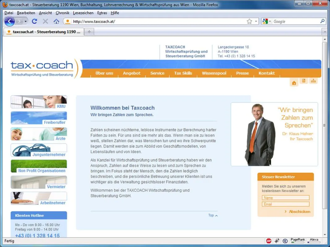 Ein Beispiel für eine gut strukturierte und informative Steuerberater-Website