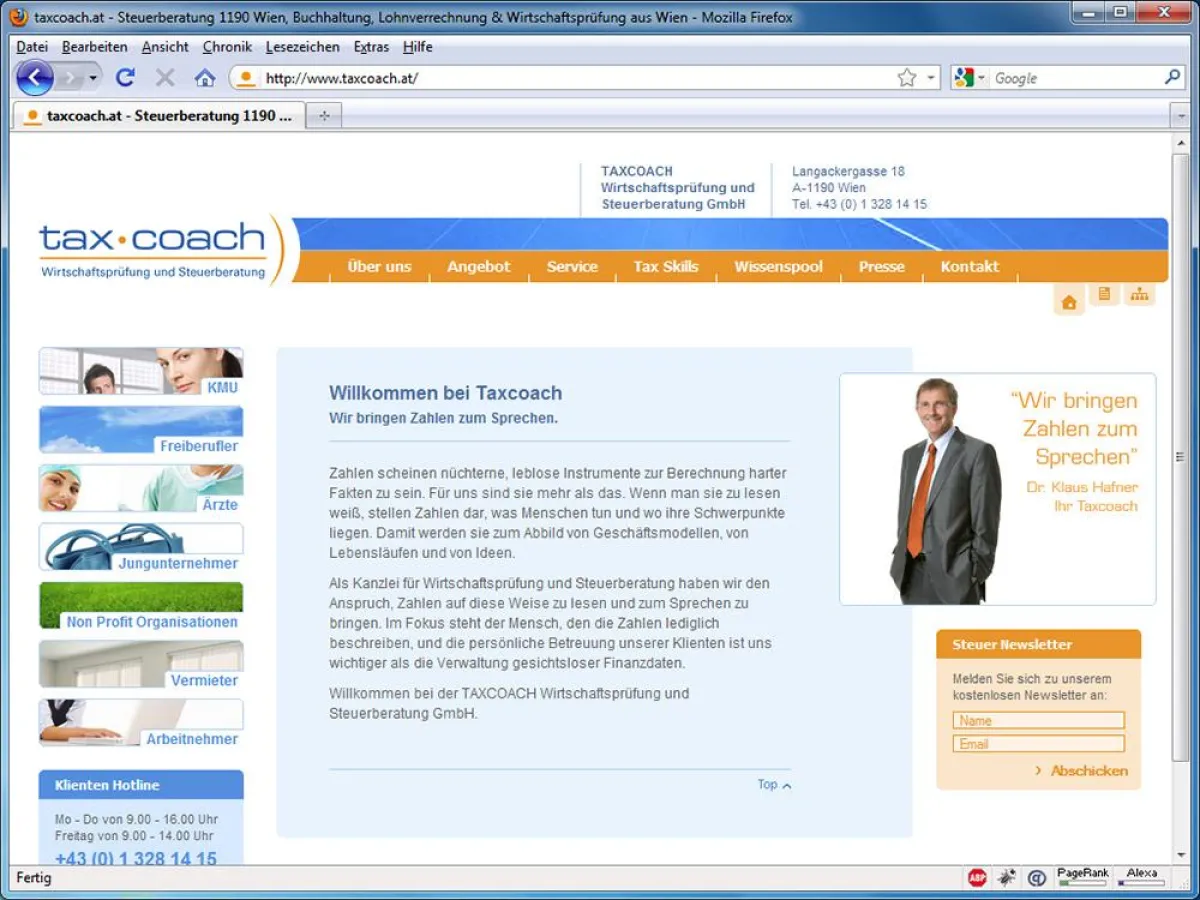 Ein Beispiel für eine gut strukturierte und informative Steuerberater-Website