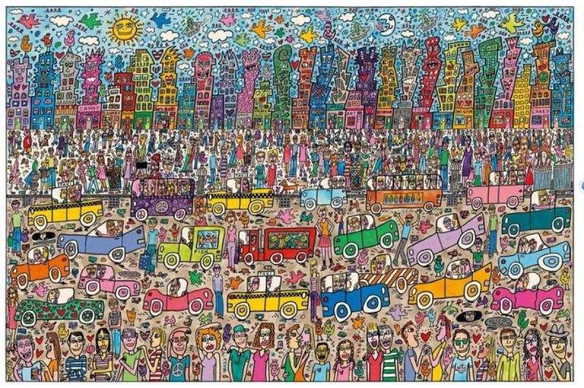 Die übergroße 3D-Graphik von James Rizzi
