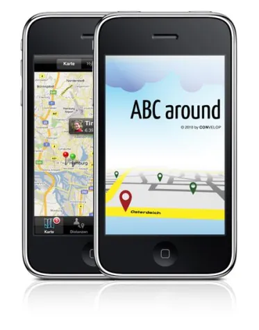 Bild: „ABC around“ - eine App für Adressbuchkontakte in der Nähe
