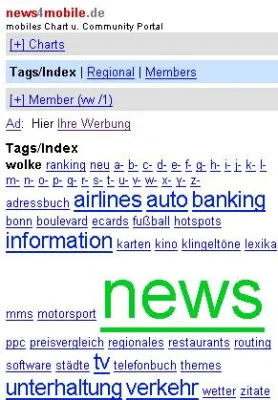 Bild: news4mobile jetzt mit Tag-Wolke für mobile Links