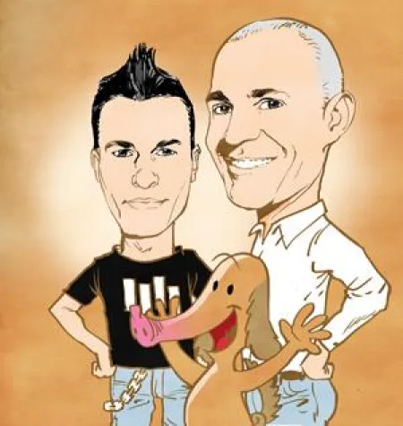 Bild: Comic Zeichner Timo Würz mit Ente/Adler und Günther auf der COACHING CONVENTION