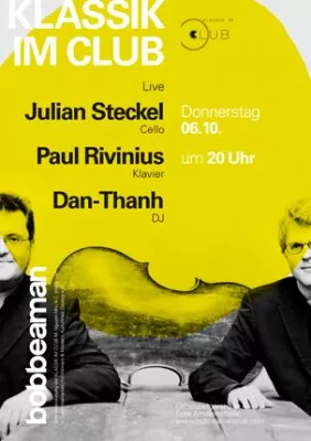 Bild: Julian Steckel (Cello) & Paul Rivinius (Klavier) am 6.10. bei KLASSIK IM CLUB im Bob Beaman Club München