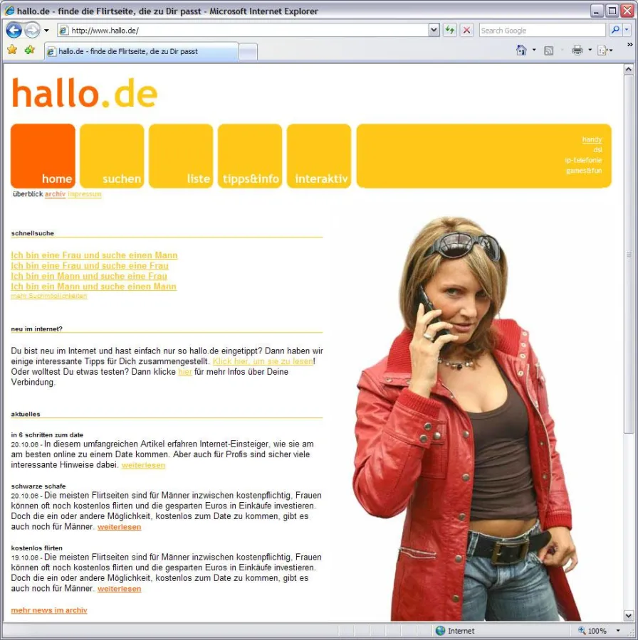 hallo.de - die neue Anlaufstelle für Singles im Internet