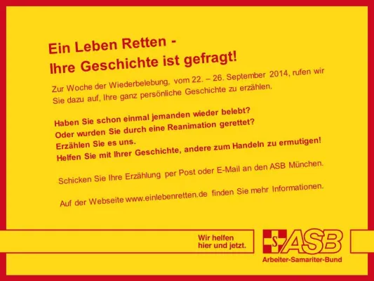 Bild: Ein Leben Retten - Ihre Geschichte ist gefragt