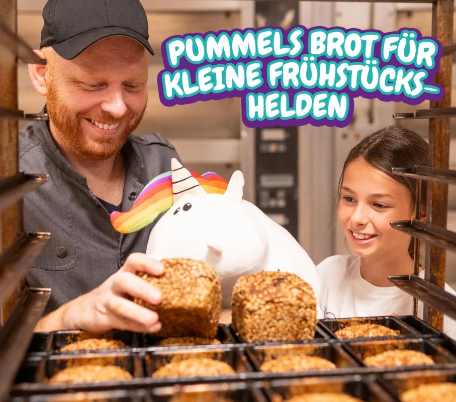 Pummels Brot für kleine Frühstückshelden (© Pummeleinhorn GmbH & Bäckerei Ernsting)