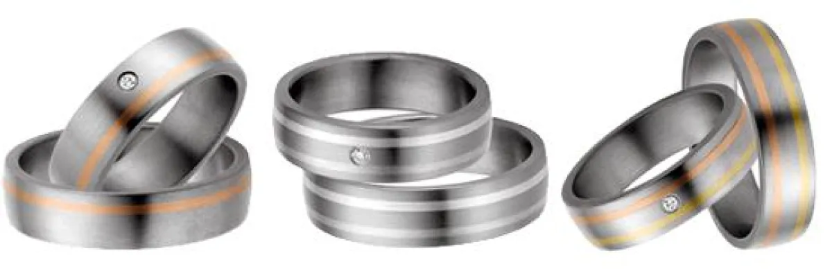 Eheringe/Trauringe in Titan plus Silber- oder Goldeinlage