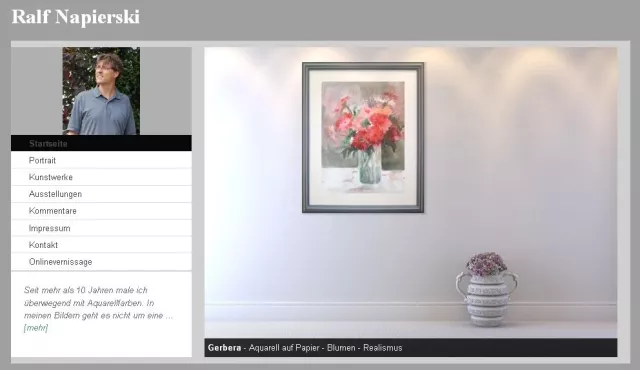 Bild: kostenlose Homepages für Künstler (neues Produkt von Artfolio.de)