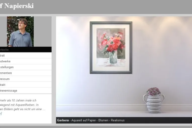 Bild: kostenlose Homepages für Künstler (neues Produkt von Artfolio.de)