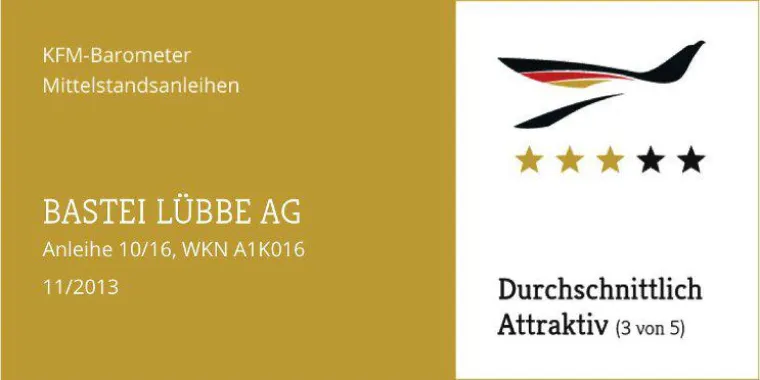 KFM-Mittelstandsanleihen-Barometer – Die „Bastei Lübbe-Anleihe“ Bild: KFM-Mittelstandsanleihen-Barometer – Die „Bastei Lübbe-Anleihe“