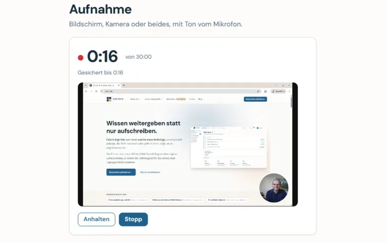 Caltrix 2.4: Wissen per Video im Browser aufnehmen und daraus eigene Kurse bauen Bild: Caltrix 2.4: Wissen per Video im Browser aufnehmen und daraus eigene Kurse bauen