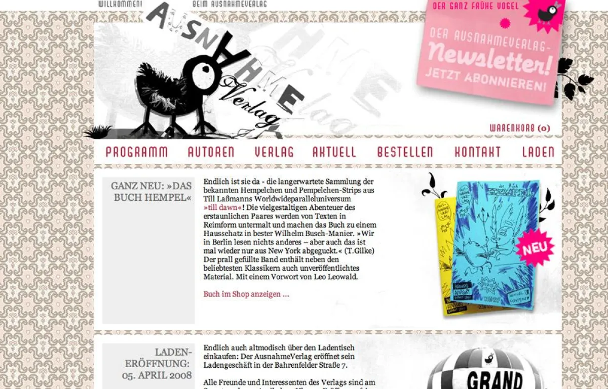 Die Website des Ausnahmeverlages